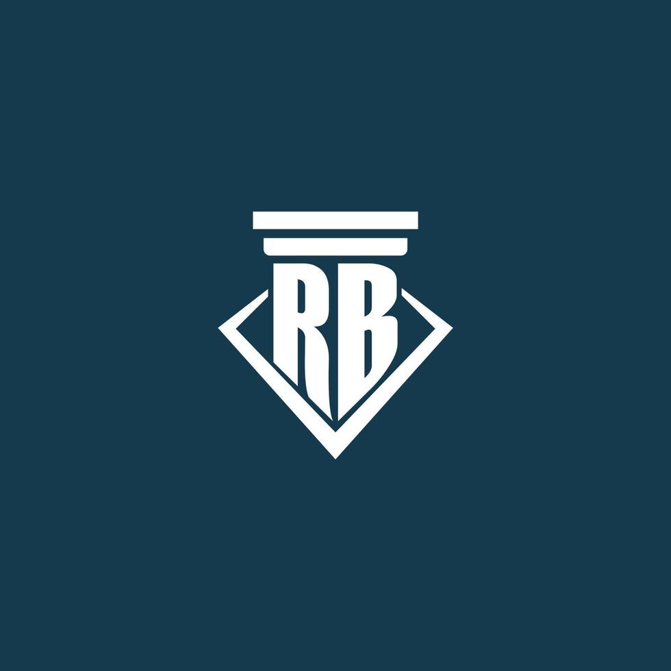 rb Anfangsmonogramm-Logo für Anwaltskanzlei, Anwalt oder Anwalt mit Säulen-Icon-Design vektor