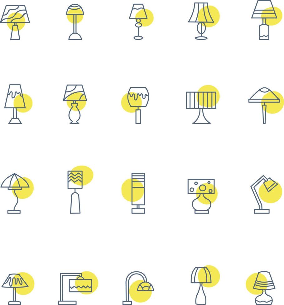 Lampe Icon Pack, Illustration, Vektor auf weißem Hintergrund.