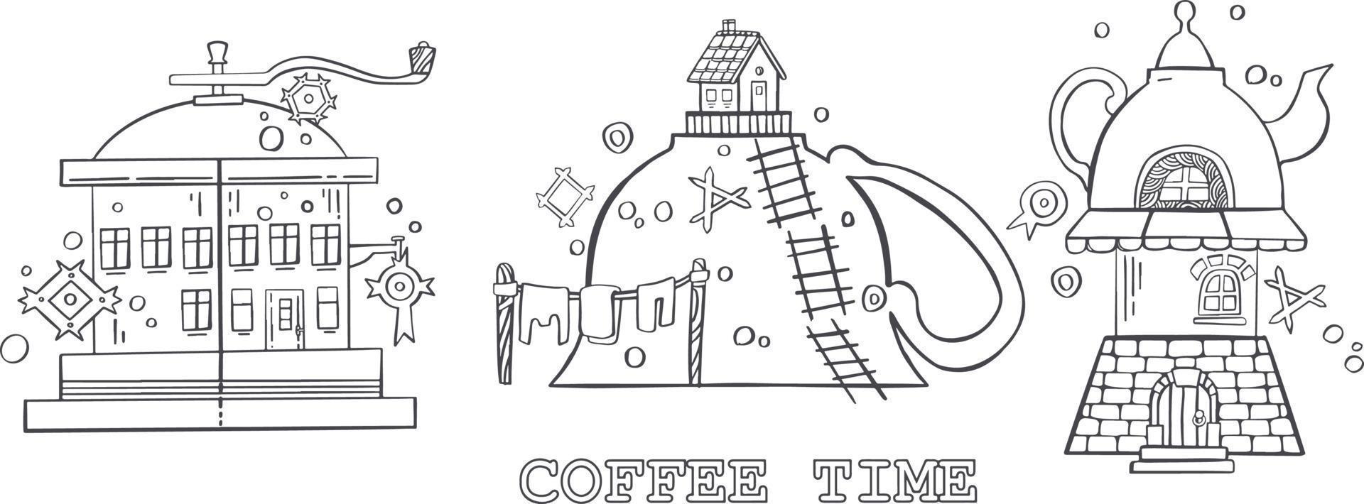 kopp hus. kaffe tid. vektor illustration
