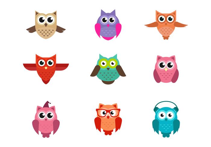Uppsättning av Cute Owls Vector