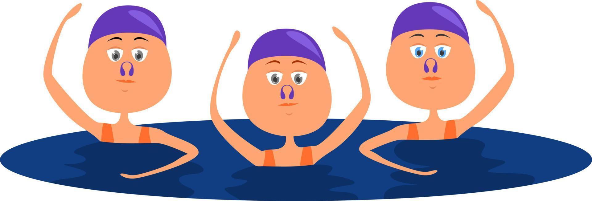 Menschen schwimmen, Illustration, Vektor auf weißem Hintergrund