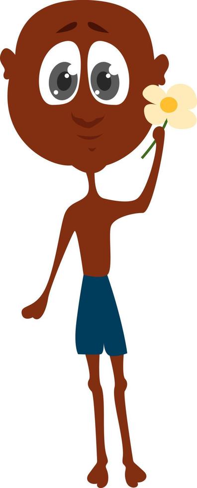 mager afrikansk pojke, illustration, vektor på vit bakgrund