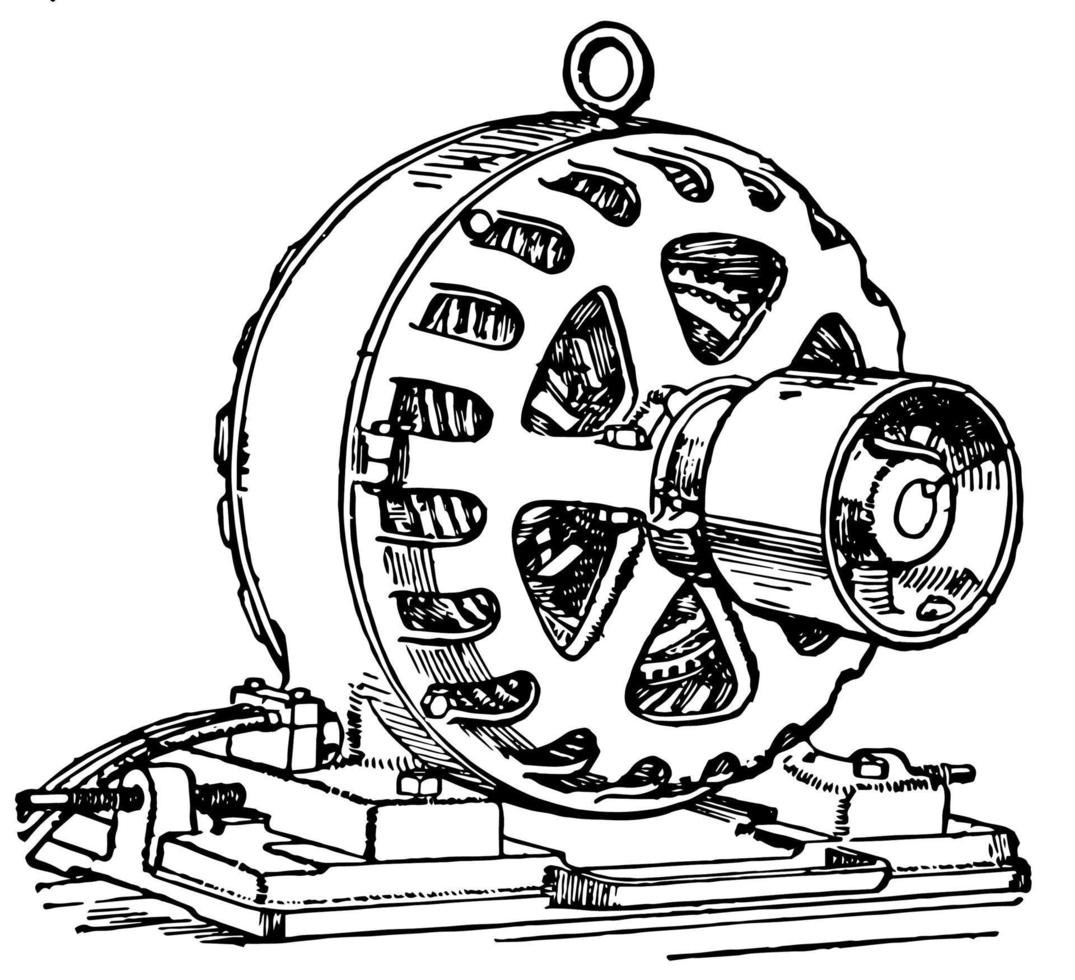 Induktionsmotor, Vintage-Illustration. vektor