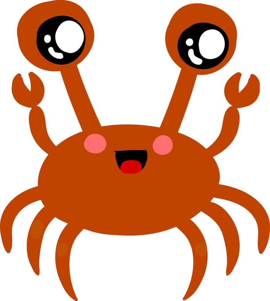 söt röd krabba, illustration, vektor på vit bakgrund.