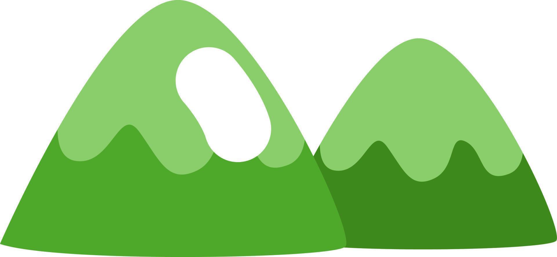 grüne Berge, Illustration, Vektor auf weißem Hintergrund.