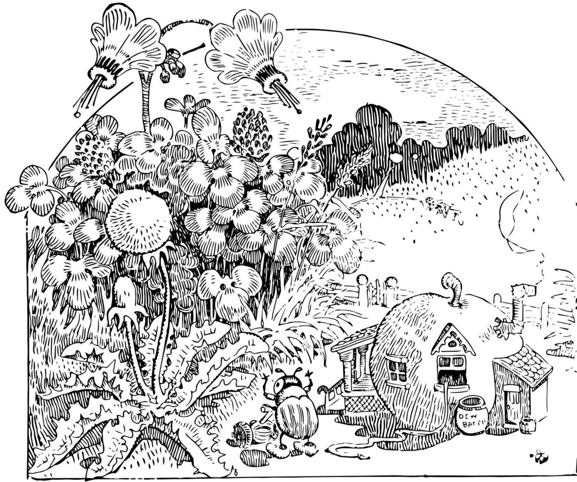 beatle trädgårdsarbete, årgång illustration vektor