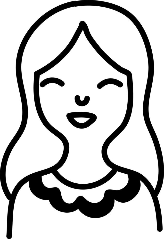 flicka med lång hetero hår, illustration, vektor på en vit bakgrund
