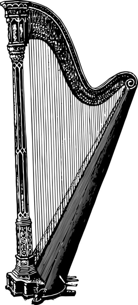 Harfe, Vintage-Illustration. vektor