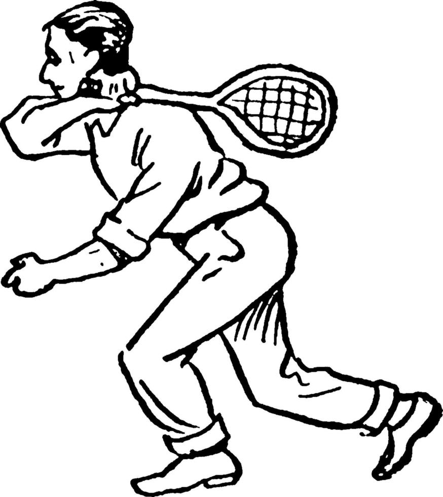 vintage illustration des tennisspielers. vektor