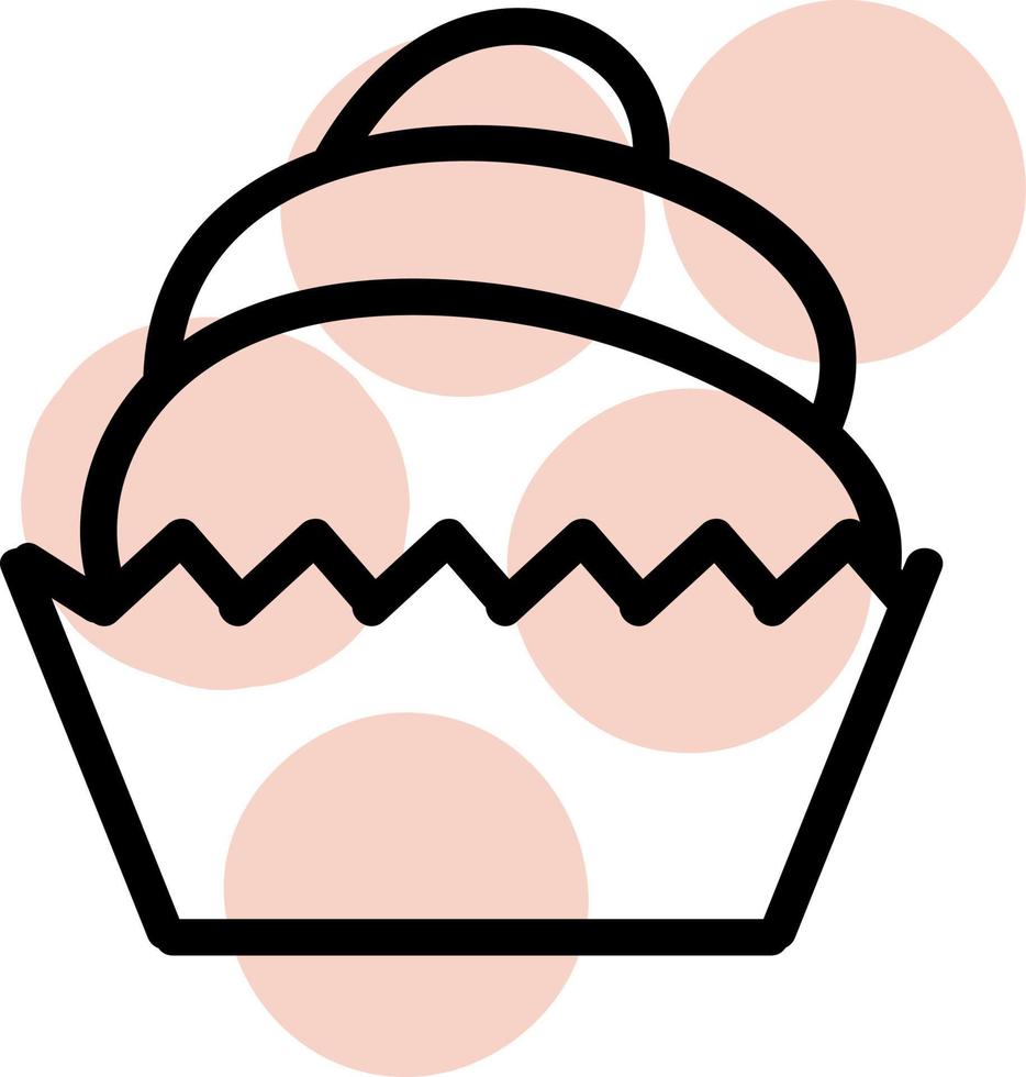 Cupcake mit Schokolade, Illustration, Vektor auf weißem Hintergrund.