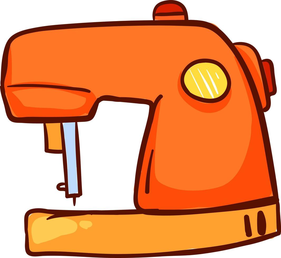 orangefarbene Nähmaschine, Illustration, Vektor auf weißem Hintergrund