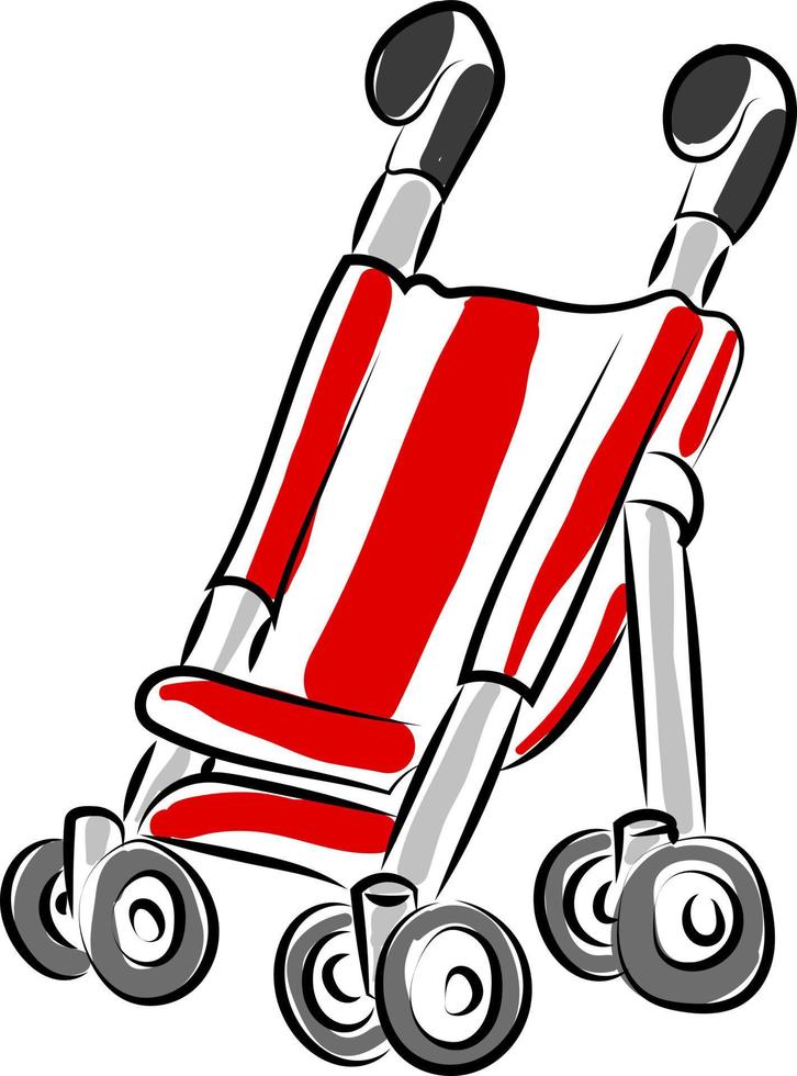 Kinderwagen, Illustration, Vektor auf weißem Hintergrund.