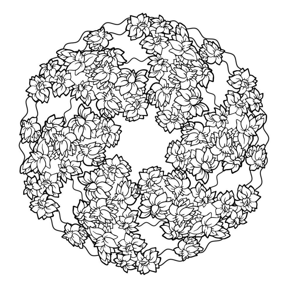 Blumenmandala mit abstrakten Zierpflanzen. hand gezeichnete vektorillustration. vektor