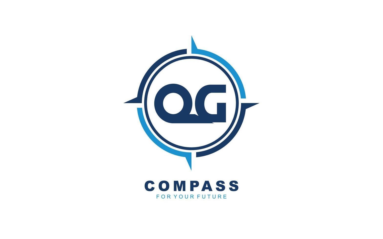 qg-Logo-Navigation für Branding-Unternehmen. Kompass-Vorlage, Vektorgrafik für Ihre Marke. vektor