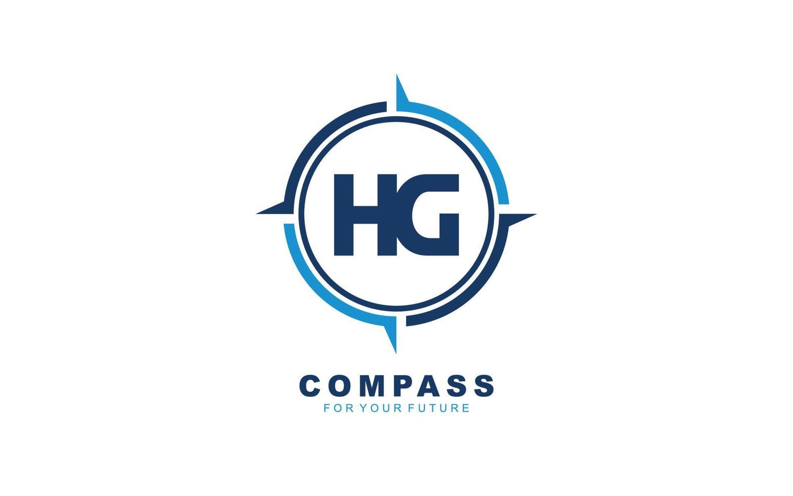 hg-Logo-Navigation für Markenunternehmen. Kompass-Vorlage, Vektorgrafik für Ihre Marke. vektor