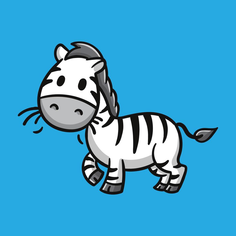 niedliches Cartoon-Zebra auf blauem Hintergrund vektor