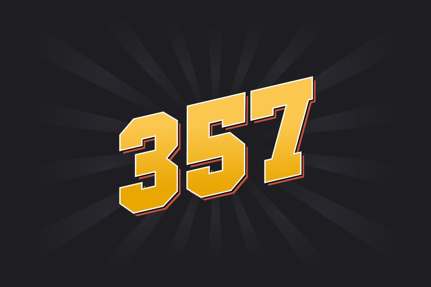 Nummer 357 Vektorschrift Alphabet. gelbe 357-Nummer mit schwarzem Hintergrund vektor