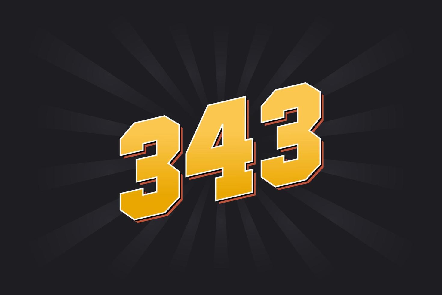 Nummer 343 Vektorschrift Alphabet. gelbe 343-Nummer mit schwarzem Hintergrund vektor