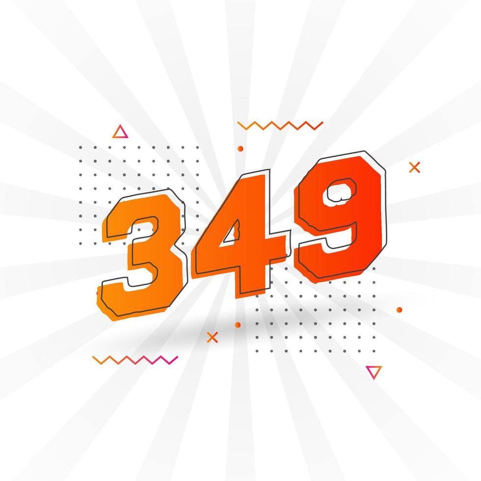 349 siffra vektor font alfabet. siffra 349 med dekorativ element stock vektor