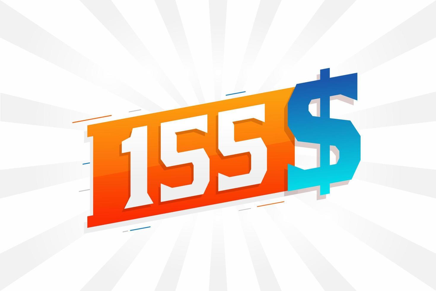 155-Dollar-Währungsvektor-Textsymbol. 155 usd US-Dollar amerikanisches Geld Aktienvektor vektor