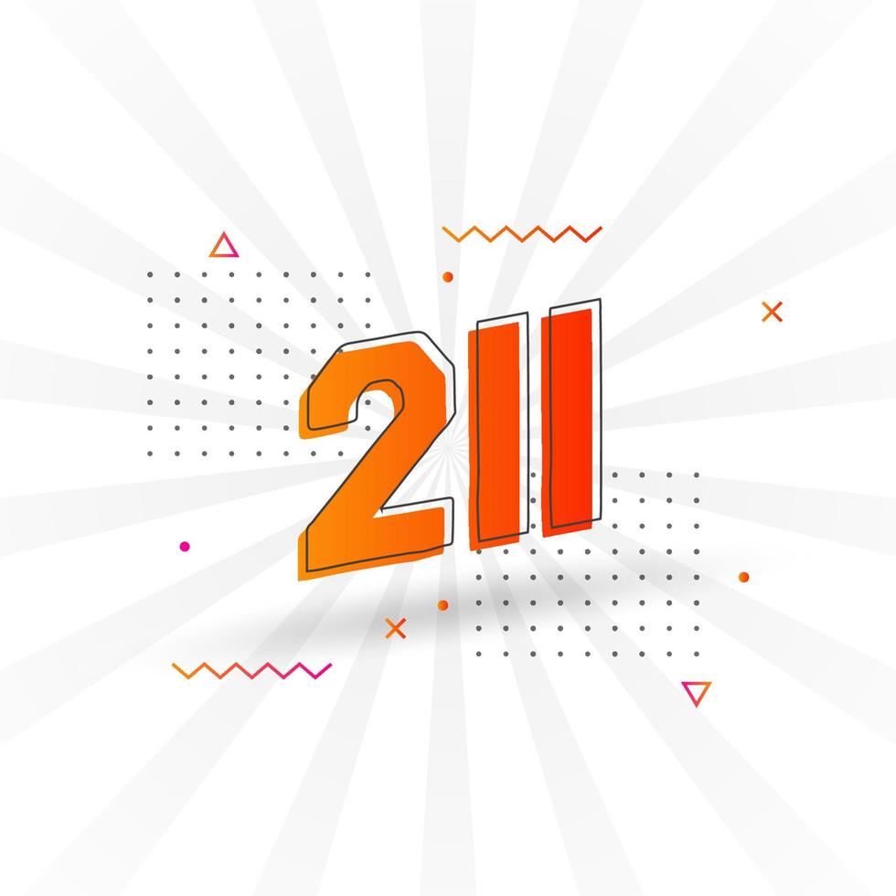 211 Zahlenvektorschriftalphabet. Nummer 211 mit dekorativem Elementvorratvektor vektor