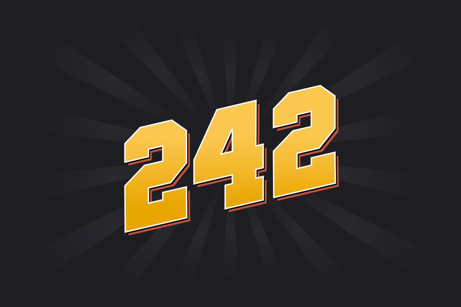 Nummer 242 Vektorschrift Alphabet. gelbe 242-Nummer mit schwarzem Hintergrund vektor