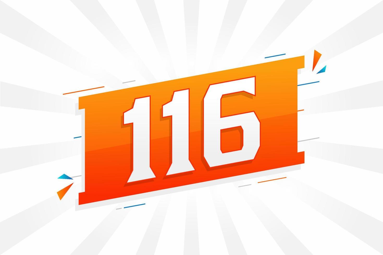 116 Zahlenvektor-Schriftalphabet. Nummer 116 mit dekorativem Elementvorratvektor vektor