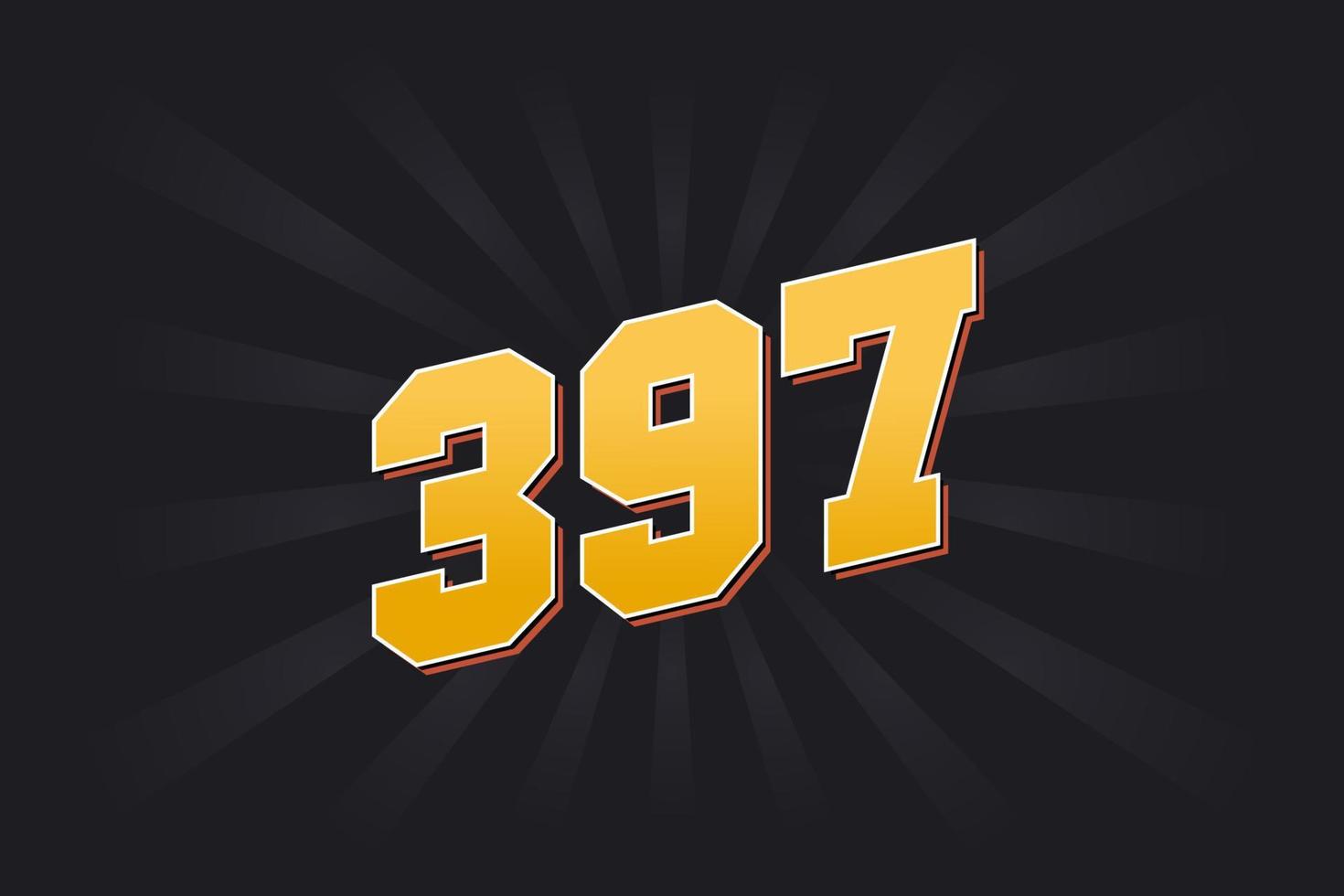 Nummer 397 Vektorschrift Alphabet. gelbe 397-Nummer mit schwarzem Hintergrund vektor