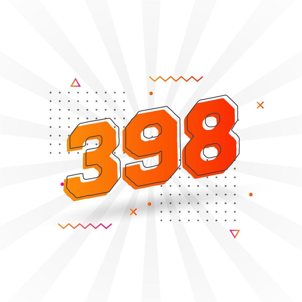 398 siffra vektor font alfabet. siffra 398 med dekorativ element stock vektor