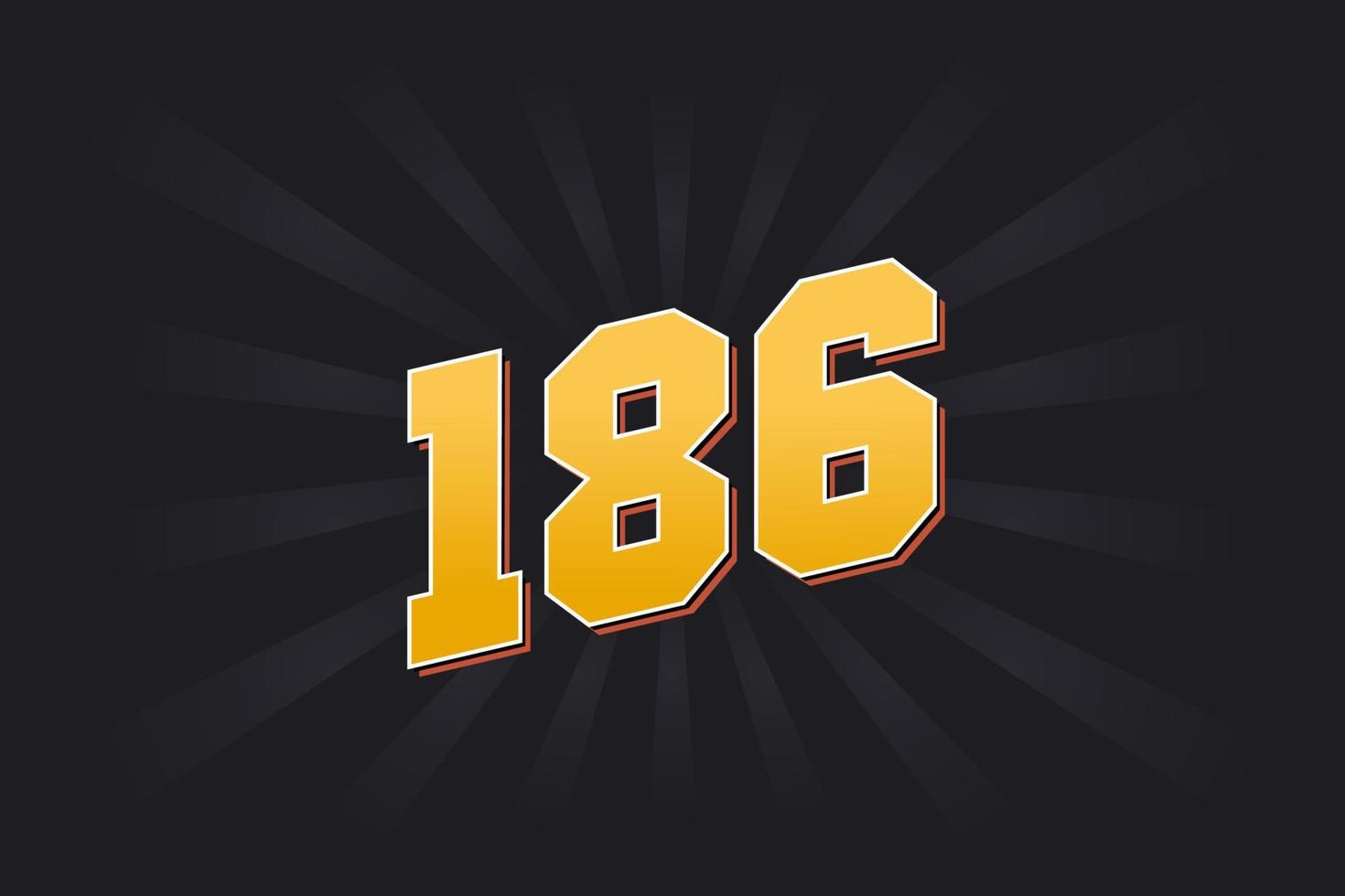Nummer 186 Vektorschrift Alphabet. gelbe 186-Nummer mit schwarzem Hintergrund vektor
