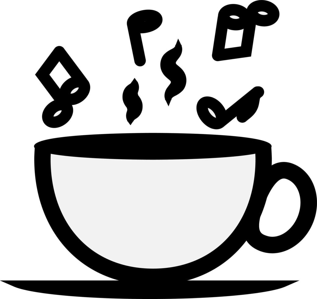 Kaffee mit Musik, Illustration, Vektor, auf weißem Hintergrund. vektor