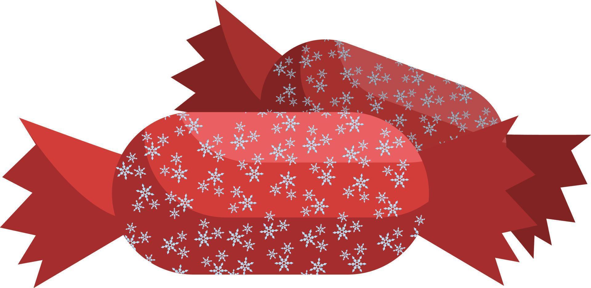 Weihnachtssüßigkeit eingewickelt im roten Papier mit Schneeflockenvektorillustration auf einem weißen Hintergrund vektor