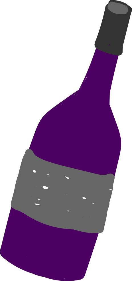 Weinflasche flach, Illustration, Vektor auf weißem Hintergrund.
