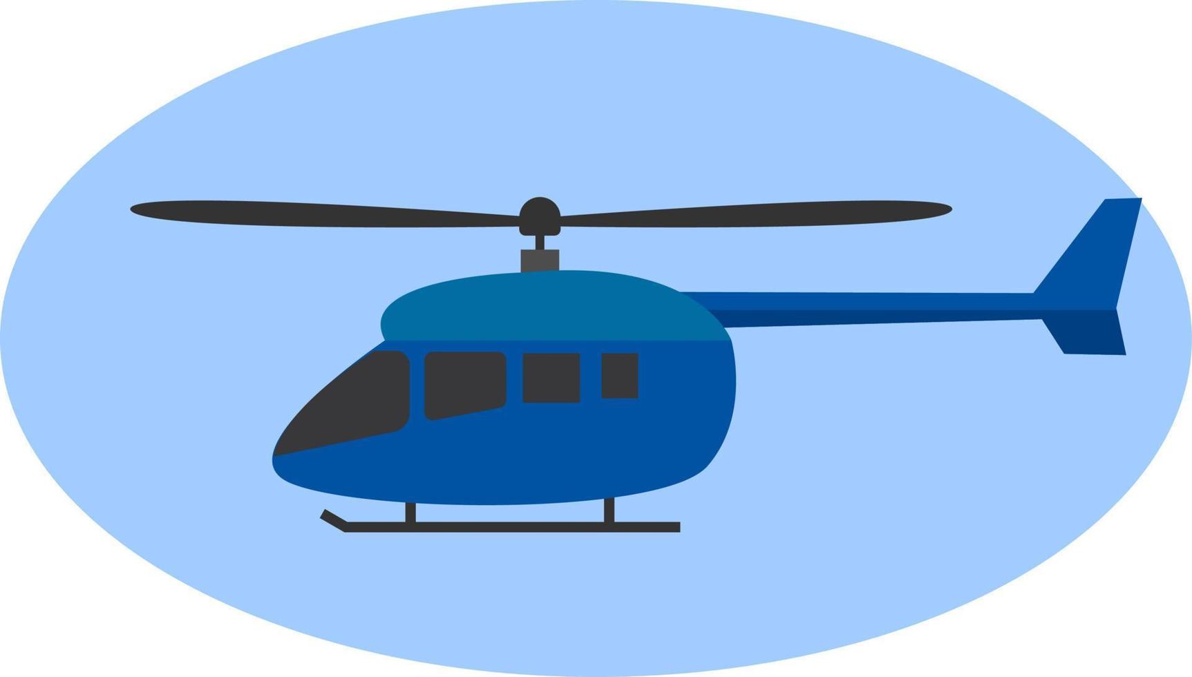 blå helikopter, illustration, vektor på vit bakgrund.