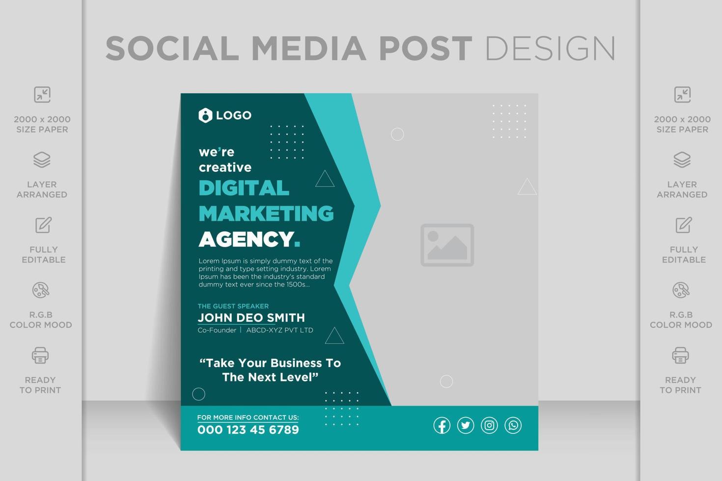 Live-Webinar der Agentur für digitales Marketing und Vorlage für Instagram-Posts und Social-Media-Banner für Unternehmen vektor