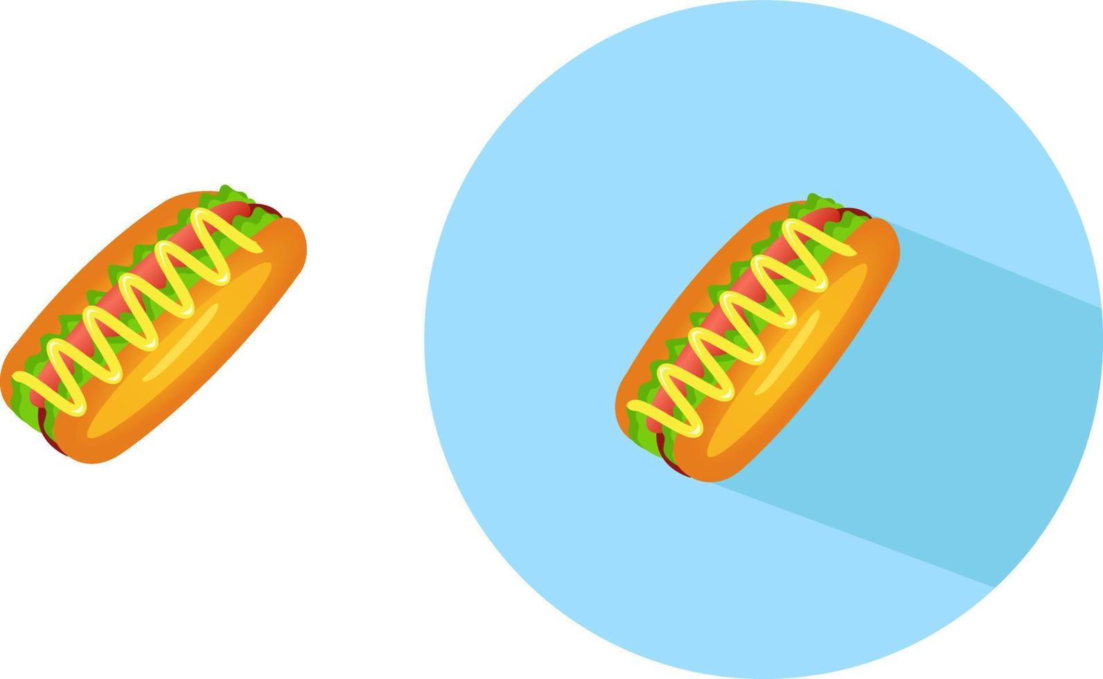 köstlicher Hot Dog, Illustration, Vektor auf weißem Hintergrund.