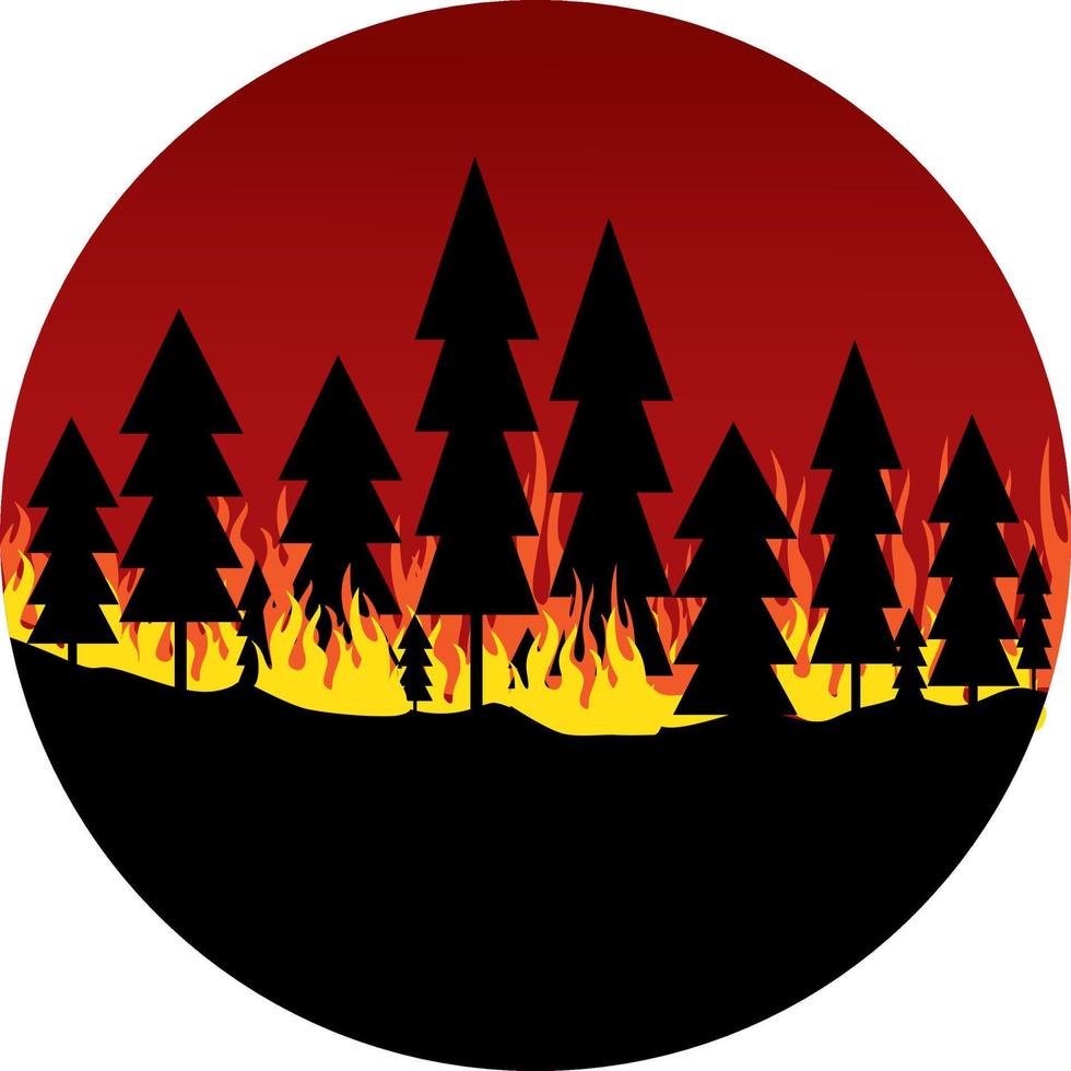 Wald in Brand, Illustration, Vektor auf weißem Hintergrund.