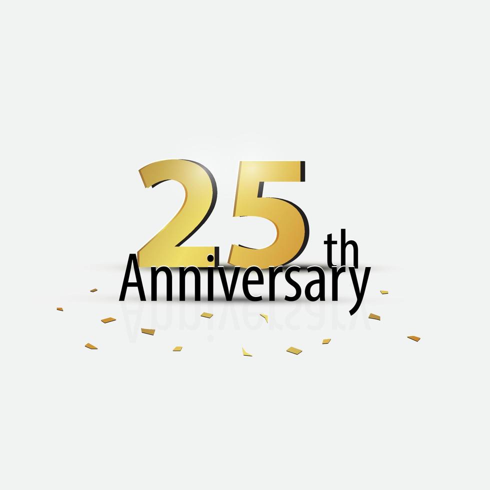 gold 25-jähriges jubiläumsfeier elegantes logo weißer hintergrund vektor