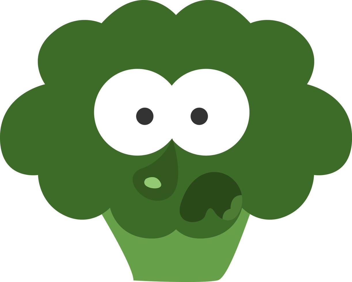 rädd broccoli, illustration, vektor, på en vit bakgrund. vektor