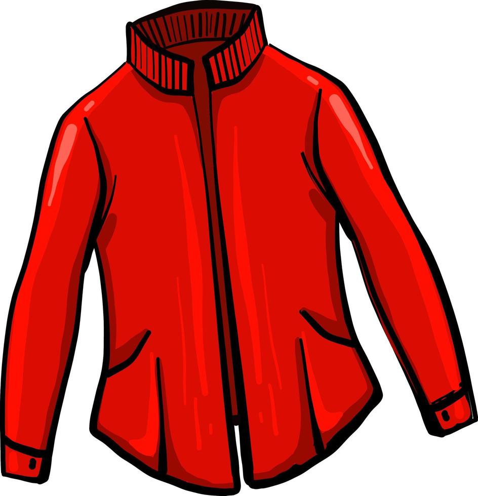 rote Jacke, Illustration, Vektor auf weißem Hintergrund.