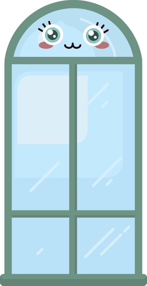 glückliches Fenster, Illustration, Vektor auf weißem Hintergrund.