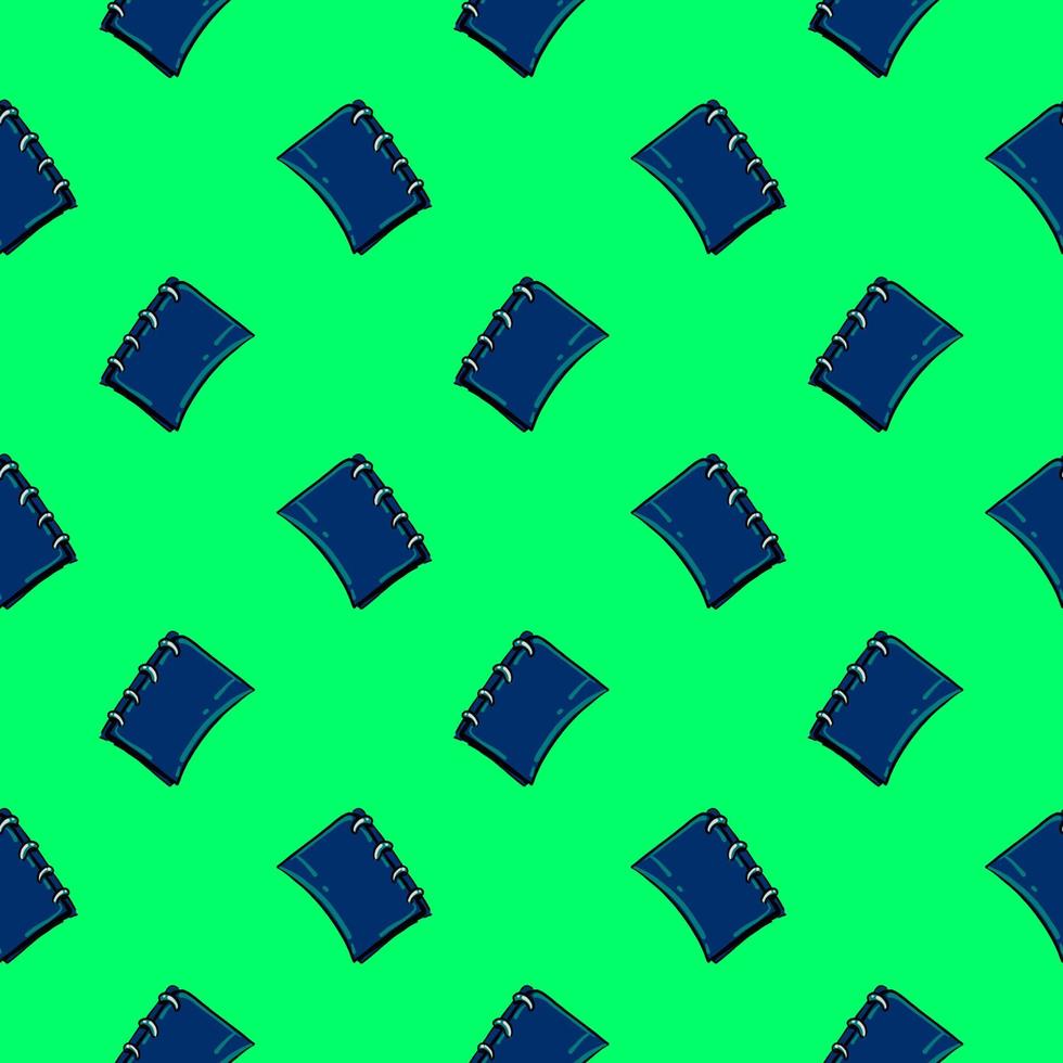 blauer Ordner, nahtloses Muster auf grünem Hintergrund. vektor