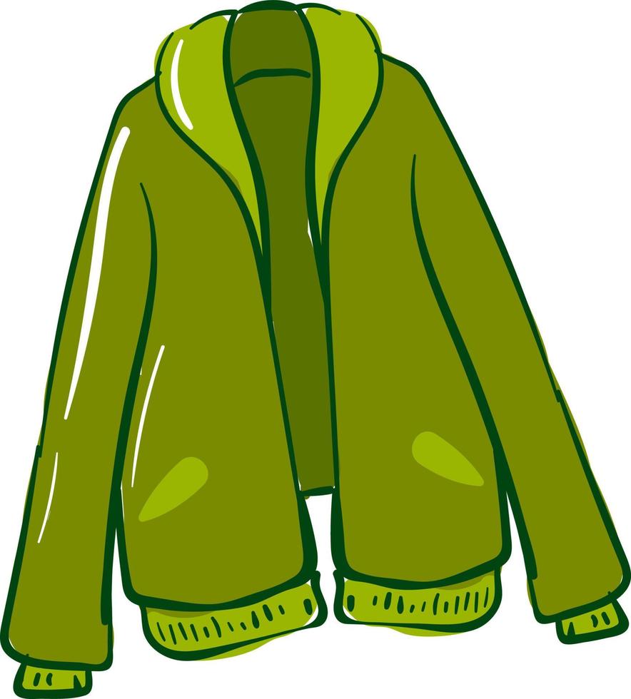 Grüne Jacke, Illustration, Vektor auf weißem Hintergrund.