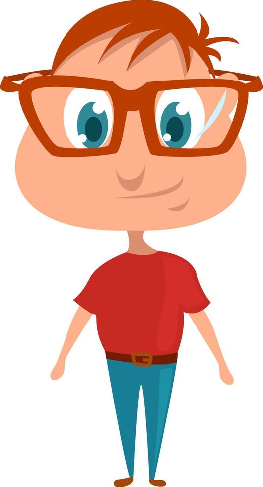 pojke med stor glasögon , illustration, vektor på vit bakgrund