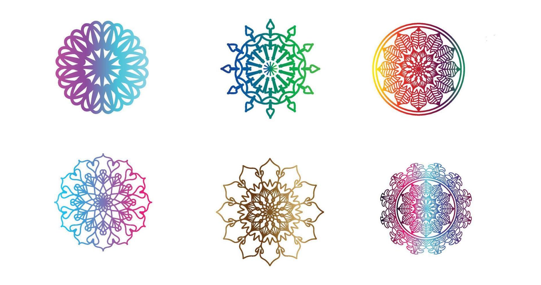 färgrik mandala , uppsättning mandala, mandalas, årgång dekorativ element, orientalisk mönster, vektor, islam, arabiska, indian, turkiska, Pakistan, kinesiska, ottoman motiv, lyx dekorativ mandala vektor