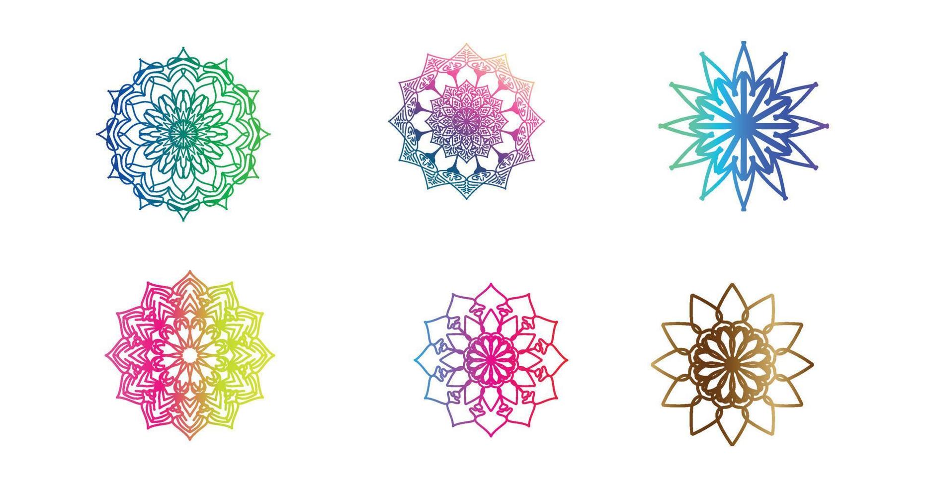 buntes Mandala, gesetztes Mandala, Mandalas, dekoratives Vintage-Element, orientalisches Muster, Vektor, Islam, Arabisch, Indisch, Türkisch, Pakistan, Chinesisch, osmanische Motive, Luxus-Ziermandala vektor