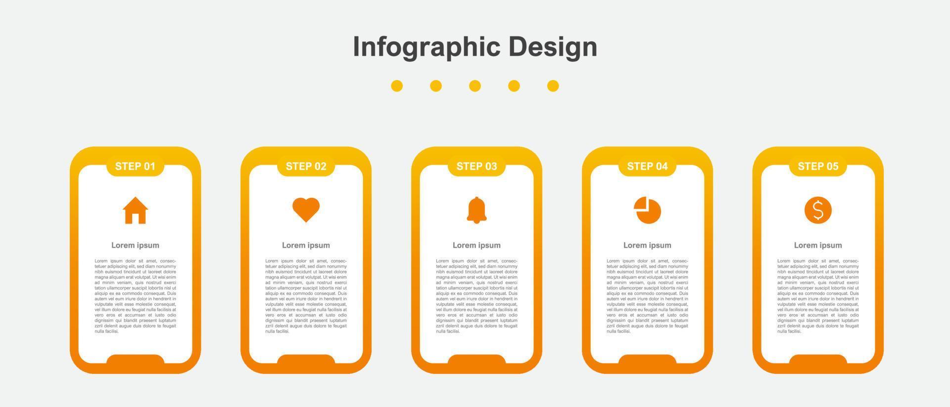 fem steg orange abstrakt företag infographic mall vektor