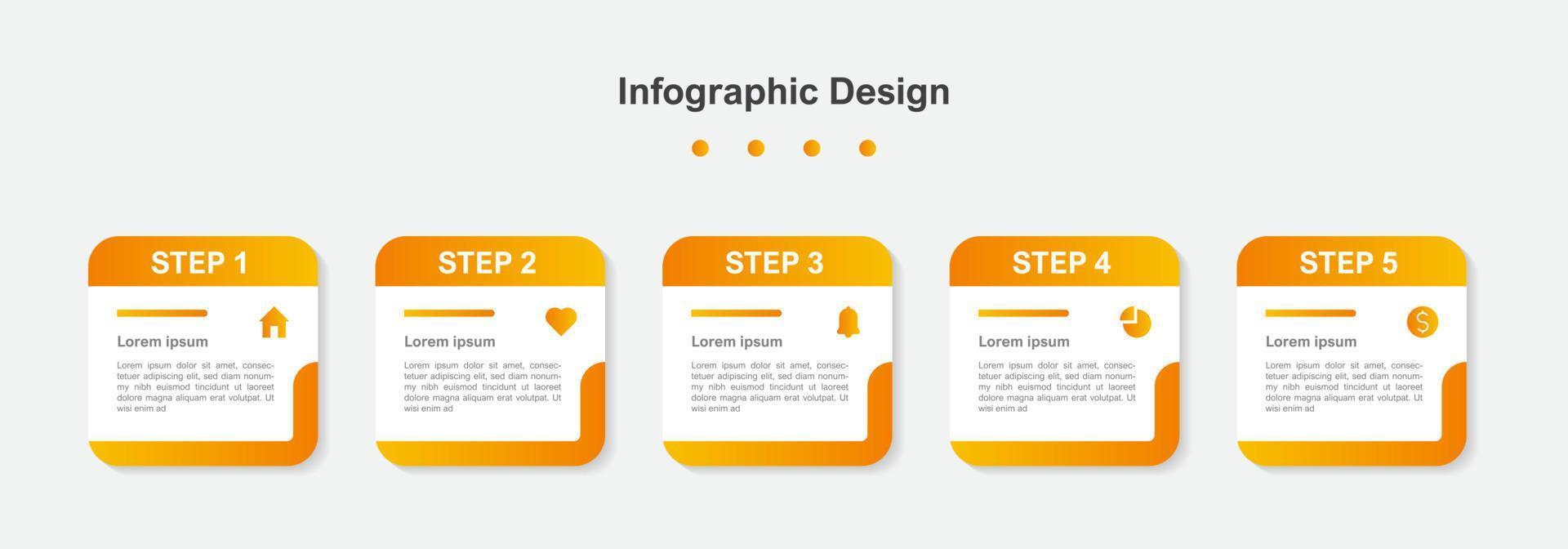 fünf Schritte orange abstrakte Business-Infografik-Vorlage vektor