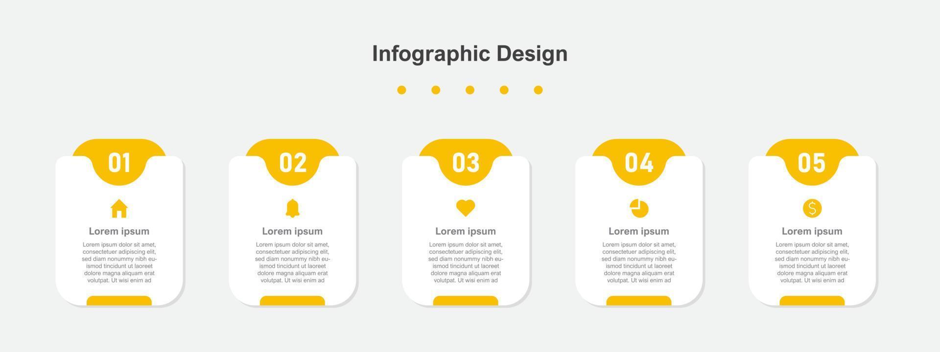 fem steg orange abstrakt företag infographic mall vektor