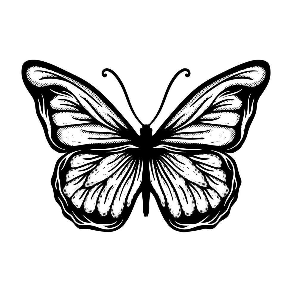 fjäril illustration hand dragen skiss för tatuering, klistermärken, etc vektor